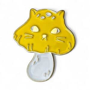 Whimsical Yellow Cat Mushroom Enamel Pin | Cute Kawaii Animal Lapel Pin NWOT